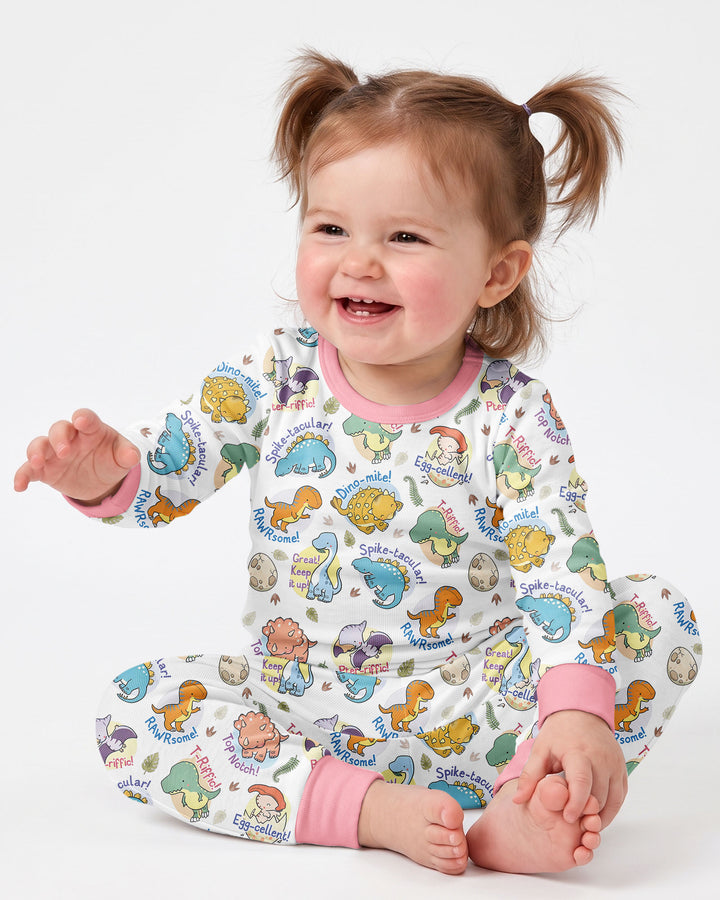 Cute Dinosaur Pun Bamboo Two Piece Long Sleeve Pajama Set