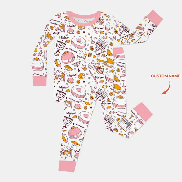 Zweiteiliges Langarm-Pyjama-Set mit Sommerfrüchten