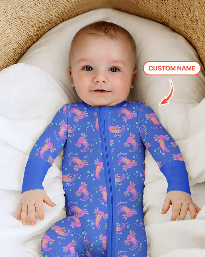 Axolotl Glow Custom Name Bamboo Convertible Zippy