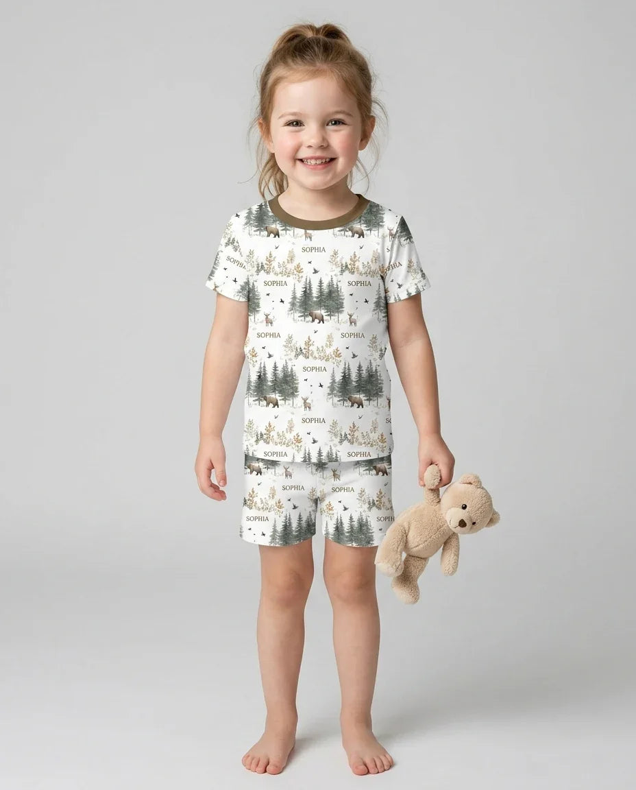 Zweiteiliges Pyjama-Set mit kurzen Ärmeln und Shorts im Sommer-Design