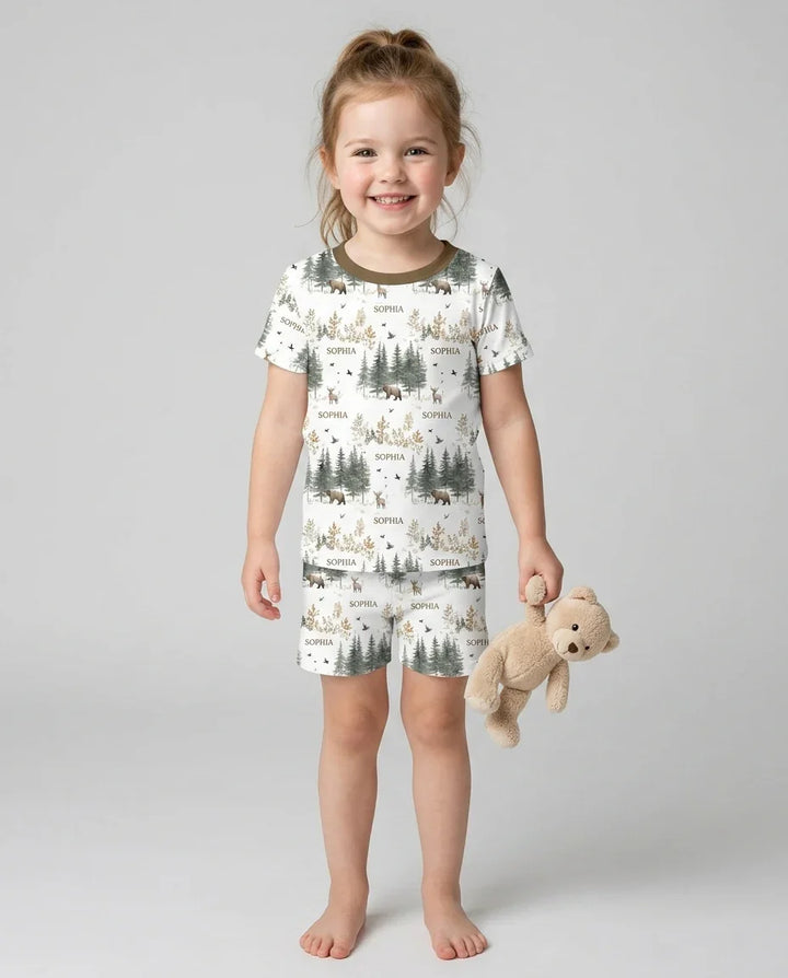 Zweiteiliges Pyjama-Set mit kurzen Ärmeln und Shorts im Sommer-Design