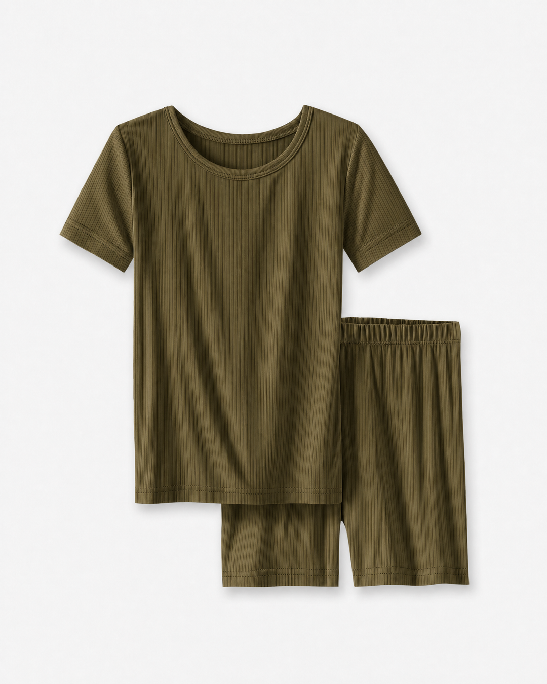 Ribbed Bamboo Two Piece Short Sleeve Short Pajama Set