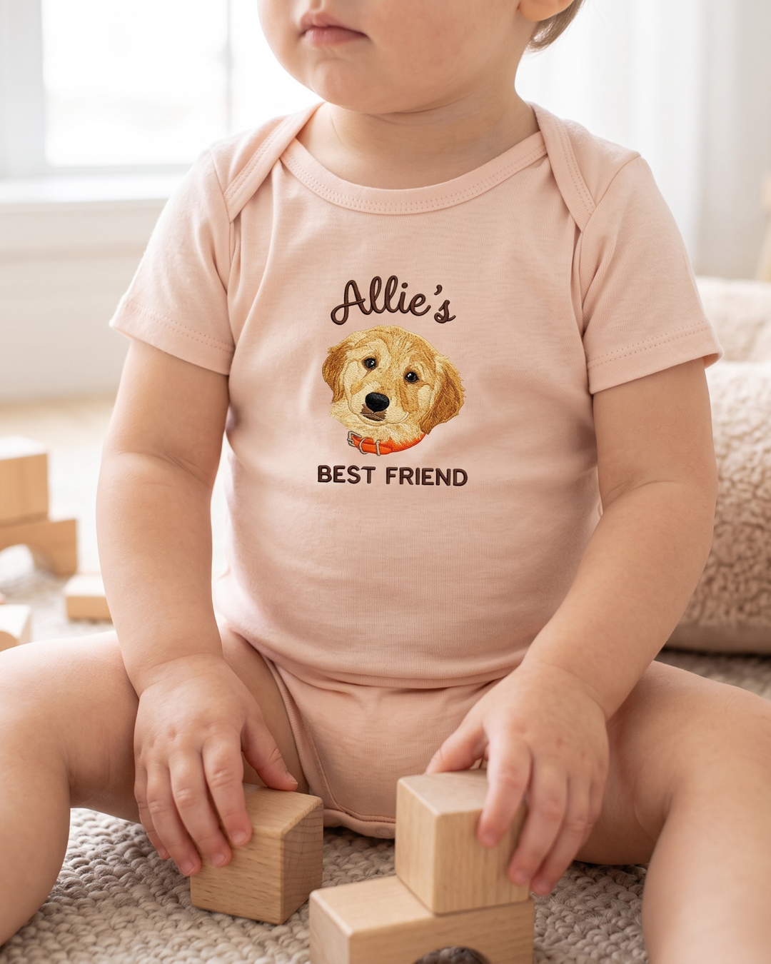 Gerippte Babykleidung mit individuellem Foto - Weich &amp; Skizzenhaft