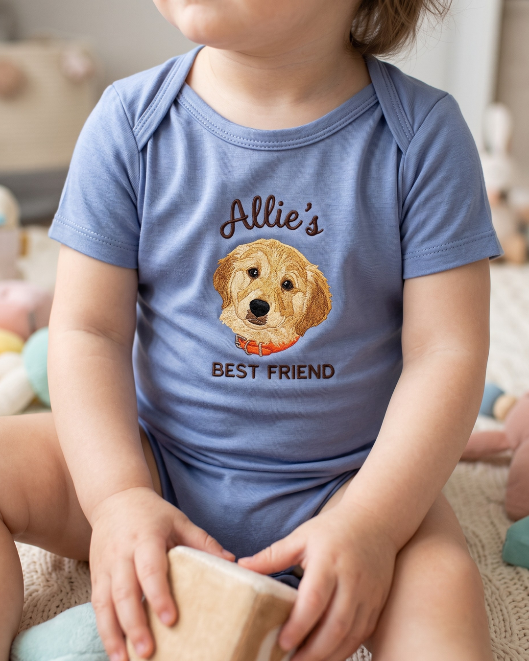 Gerippte Babykleidung mit individuellem Foto - Weich &amp; Skizzenhaft
