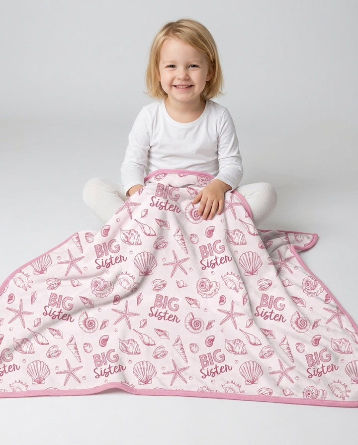 Coquette Seashell Matching Sibling Bamboo Blanket