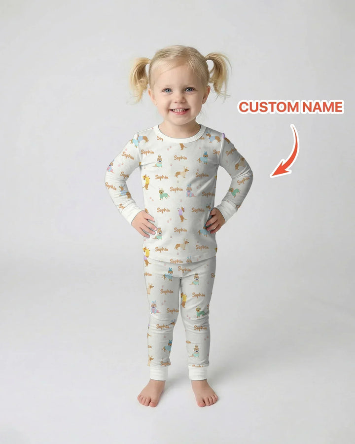 Zweiteiliges Langarm-Pyjama-Set mit Sommerfrüchten