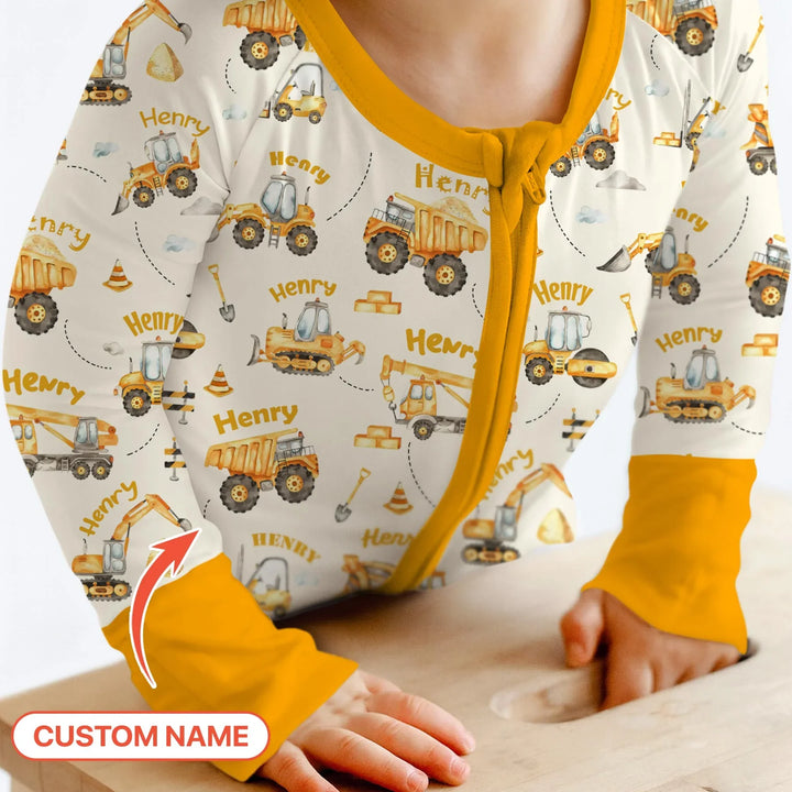 Constructions Machines Custom Name Bamboo Convertible Zippy
