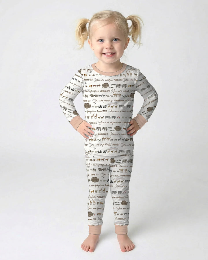 Biblical Noah's Ark Bamboo Two Piece Long Sleeve Pajama Set