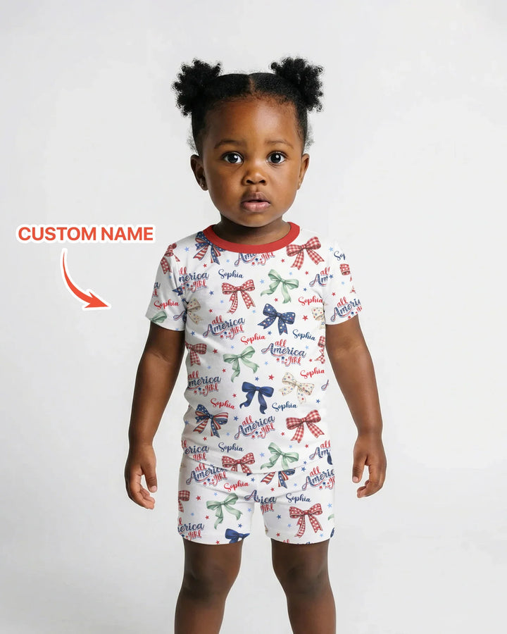 Zweiteiliges Pyjama-Set mit kurzen Ärmeln und Shorts im Sommer-Design