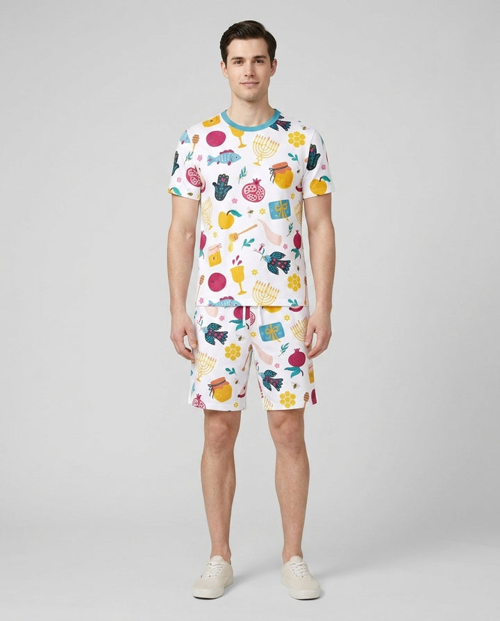Shanah Tovah Party Men Short Sleeve Short Pajama Set
