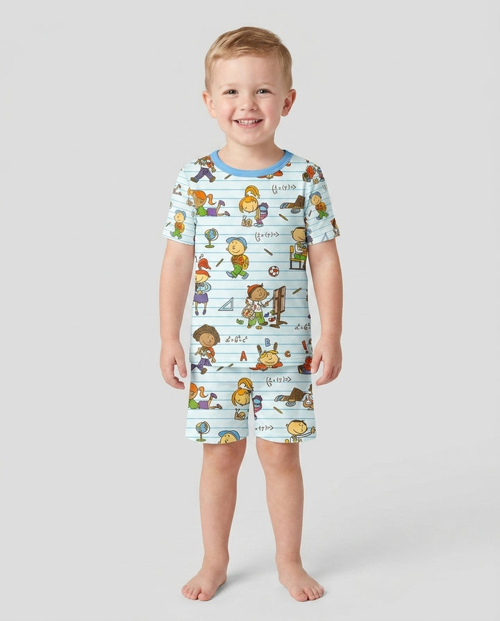 Template Zweiteiliges Pyjama-Set mit kurzen Ärmeln und Shorts