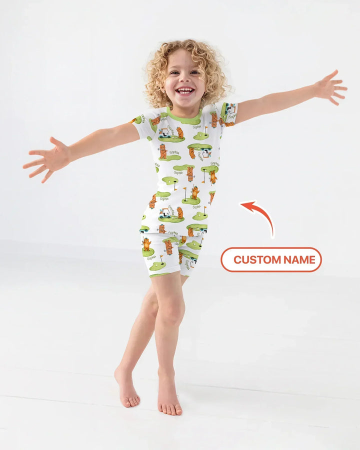 Zweiteiliges Pyjama-Set mit kurzen Ärmeln und Shorts im Sommer-Design