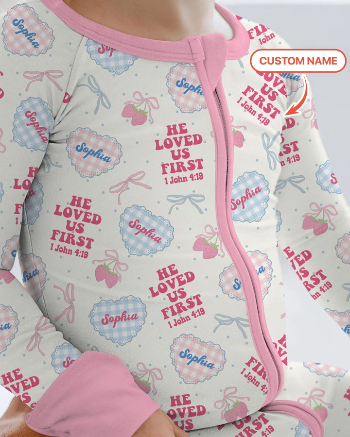 He Loved Us First Custom Name Bamboo Convertible Zippy