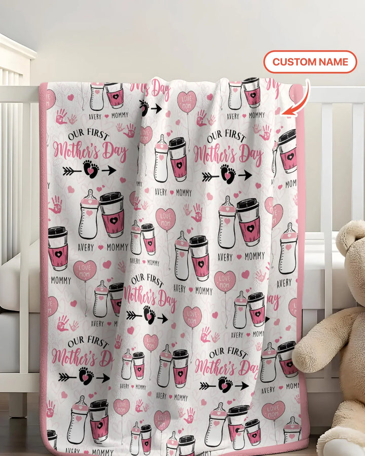 Custom Name First Mother's Day Drink Bamboo Blanket