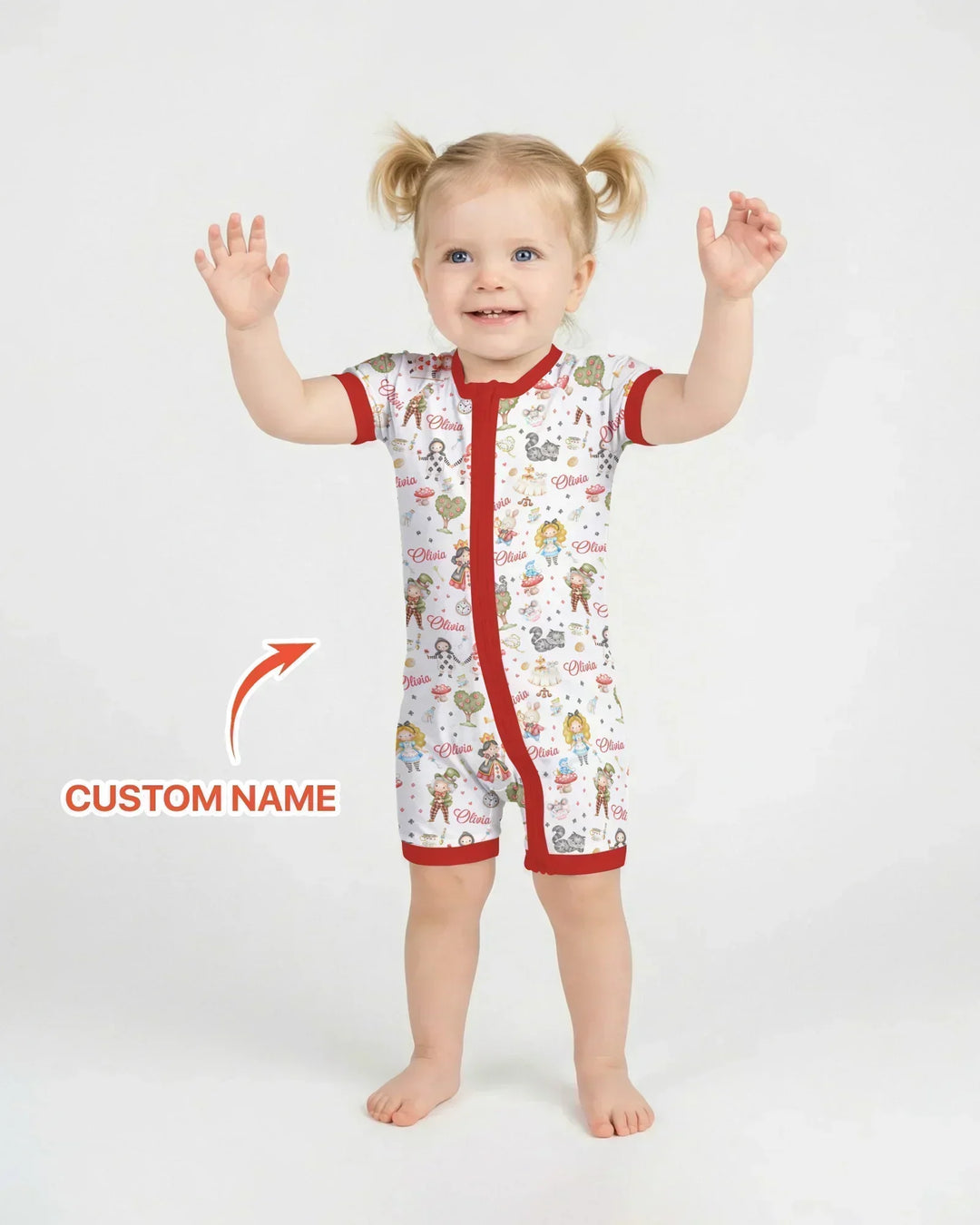 Whimsical Wonderland Tea Party Custom Name Bamboo Shorty Zippy