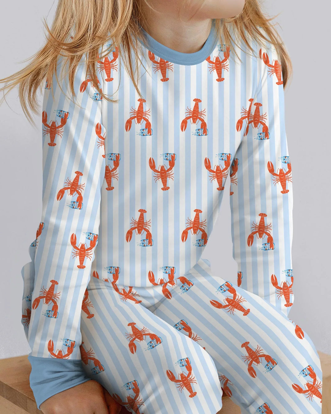 Custom Name Crawfish Beer Season Bamboo Two Piece Long Sleeve Pajama Set