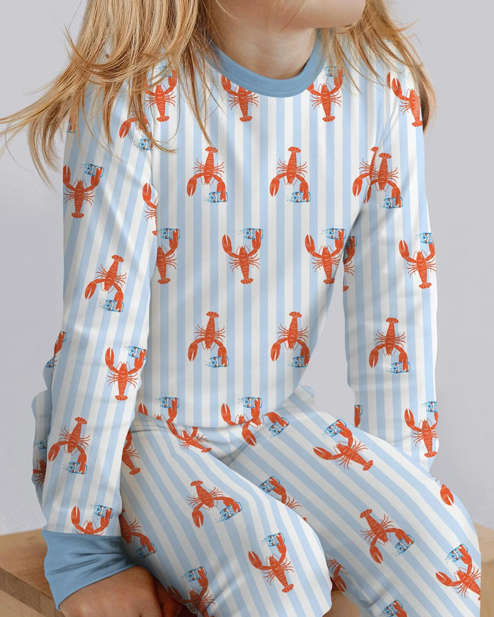 Custom Name Crawfish Beer Season Bamboo Two Piece Long Sleeve Pajama Set