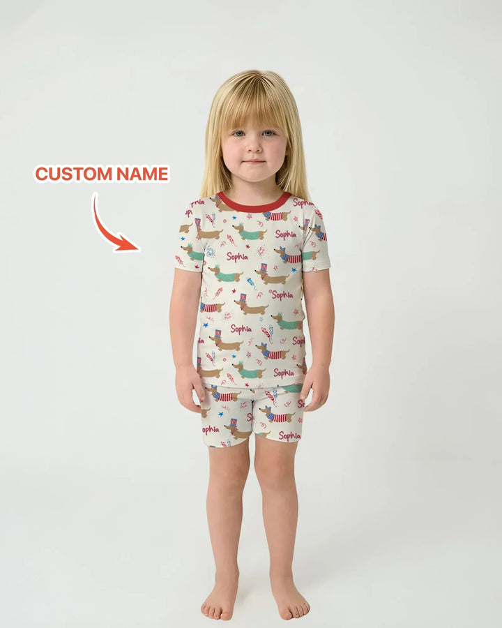 Zweiteiliges Pyjama-Set mit kurzen Ärmeln und Shorts im Sommer-Design