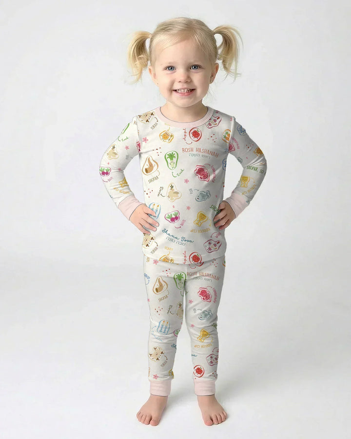 Zweiteiliges Langarm-Pyjama-Set mit Sommerfrüchten