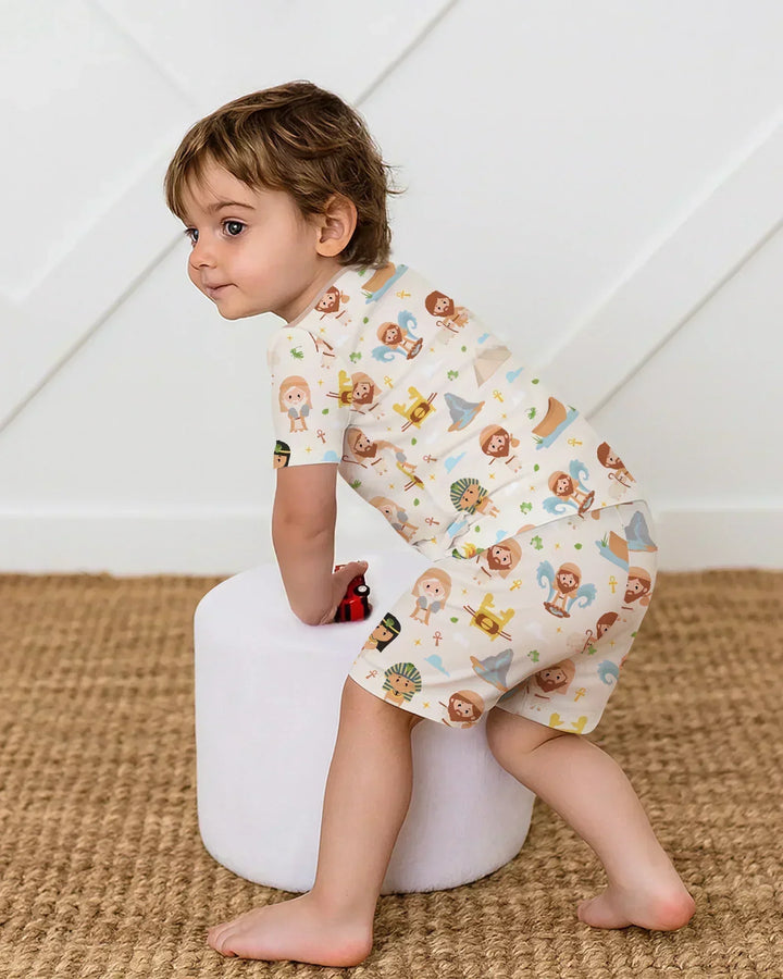 Moses Story Bamboo Two Piece Short Sleeve Shorts Pajama Set