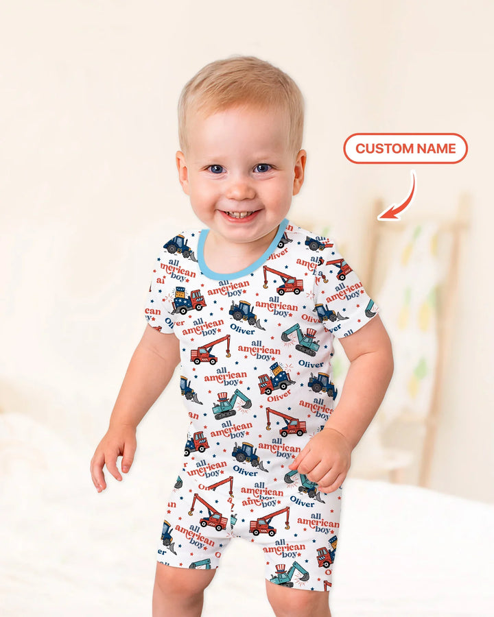 Zweiteiliges Pyjama-Set mit kurzen Ärmeln und Shorts im Sommer-Design