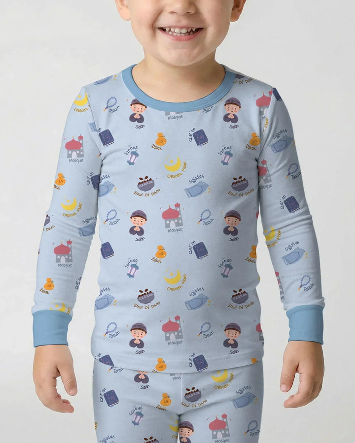 Zweiteiliges Langarm-Pyjama-Set mit Sommerfrüchten