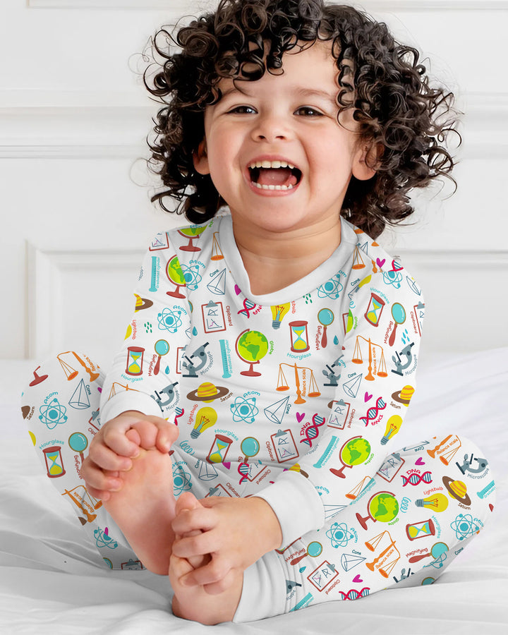 Tiny Scientist Explores The World Bamboo Two Piece Long Sleeve Pajama Set