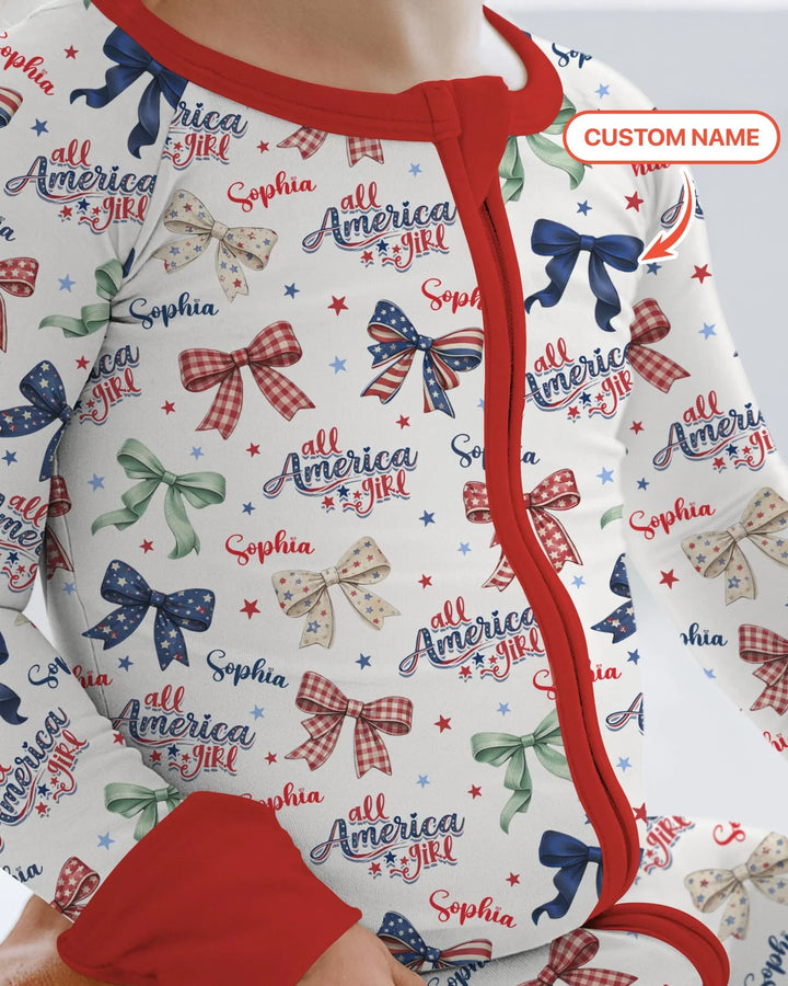 Custom Name All American Girl Bamboo Convertible Zippy