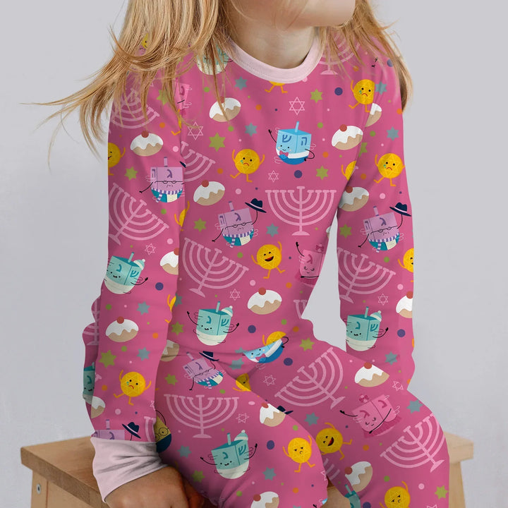 Zweiteiliges Langarm-Pyjama-Set mit Sommerfrüchten