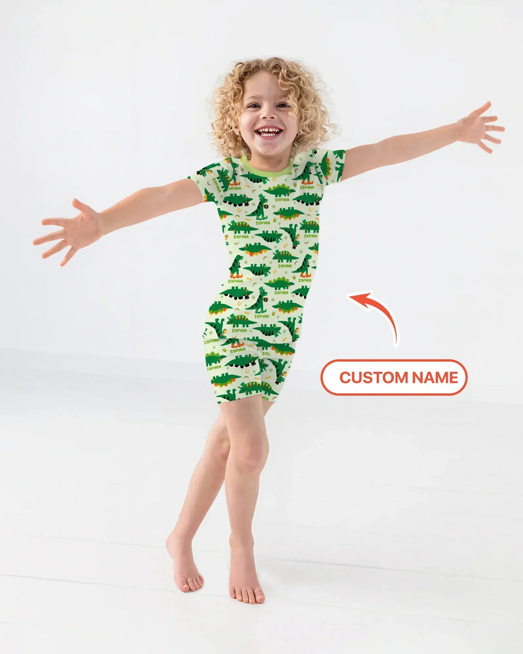 St. Patrick's Day Dinosaurs Custom Bamboo Two Piece Short Sleeve Shorts Pajama Set