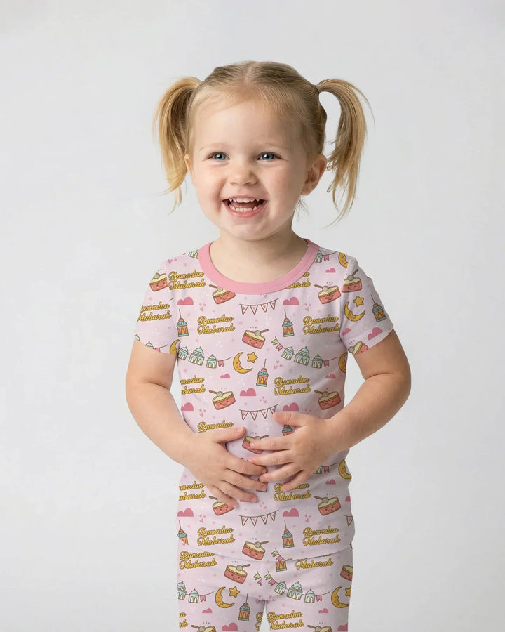 Ramadan Mubarak Bamboo Two Piece Short Sleeve Pajama Set