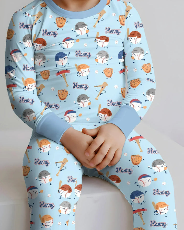 Zweiteiliges Langarm-Pyjama-Set mit Sommerfrüchten