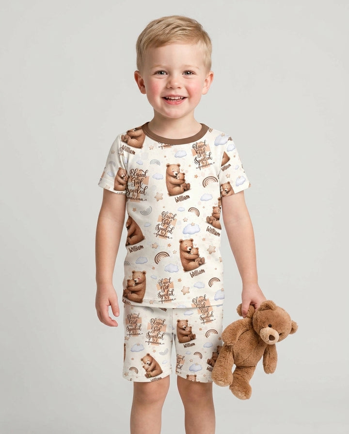 Schlafanzug-Set zweiteilig, kurze Ärmel, kurze Hose, Bambus