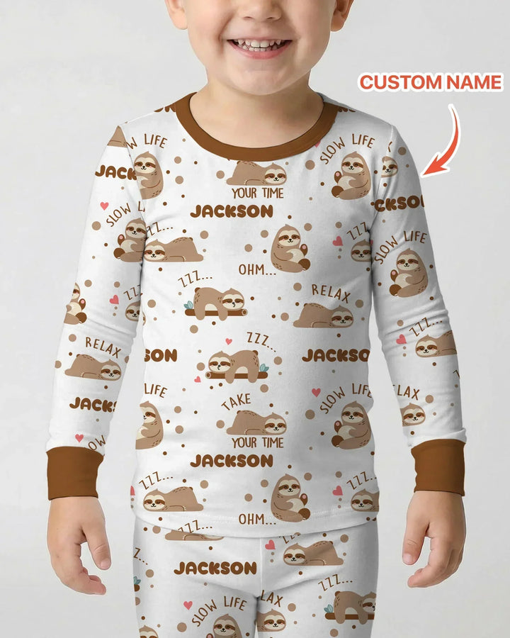 Zweiteiliges Langarm-Pyjama-Set mit Sommerfrüchten