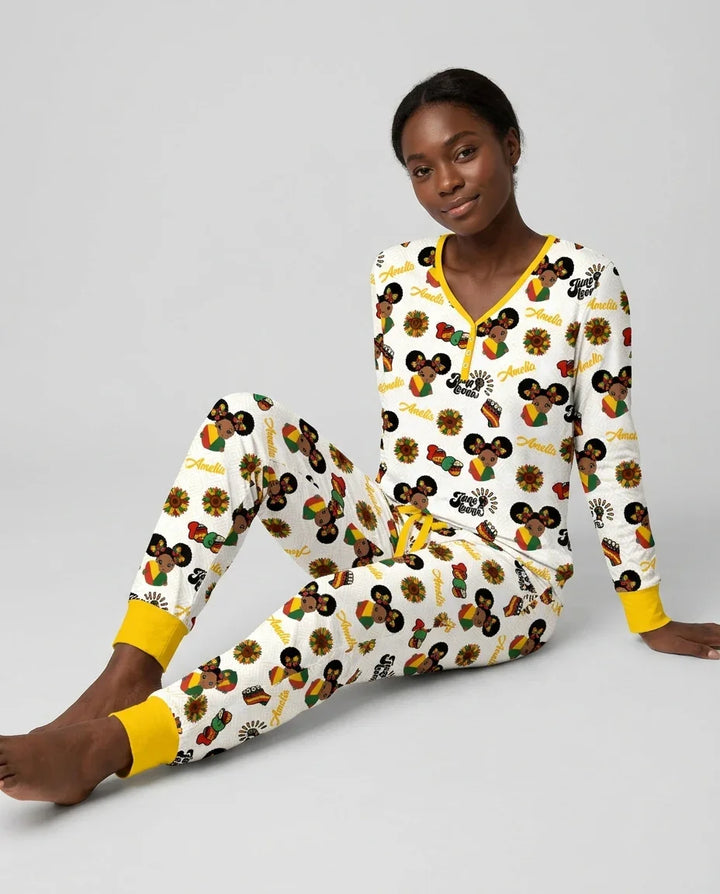 Kundenspezifischer Name Bloom in Freedom Bambus Damen Pyjama Set