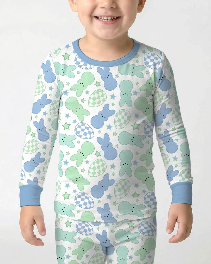 Easter Peep Bunnies Bamboo Two Piece Long Sleeve Pajama Set