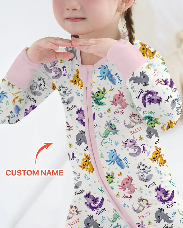 I Love You Axolotl Custom Name Bamboo Convertible Zippy