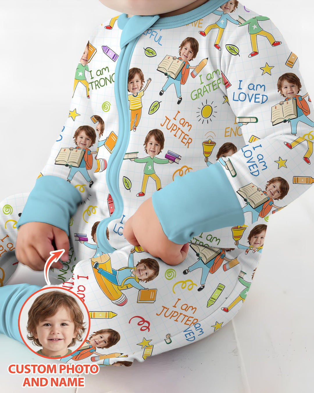 Gerippte Babykleidung mit individuellem Foto - Weich &amp; Skizzenhaft