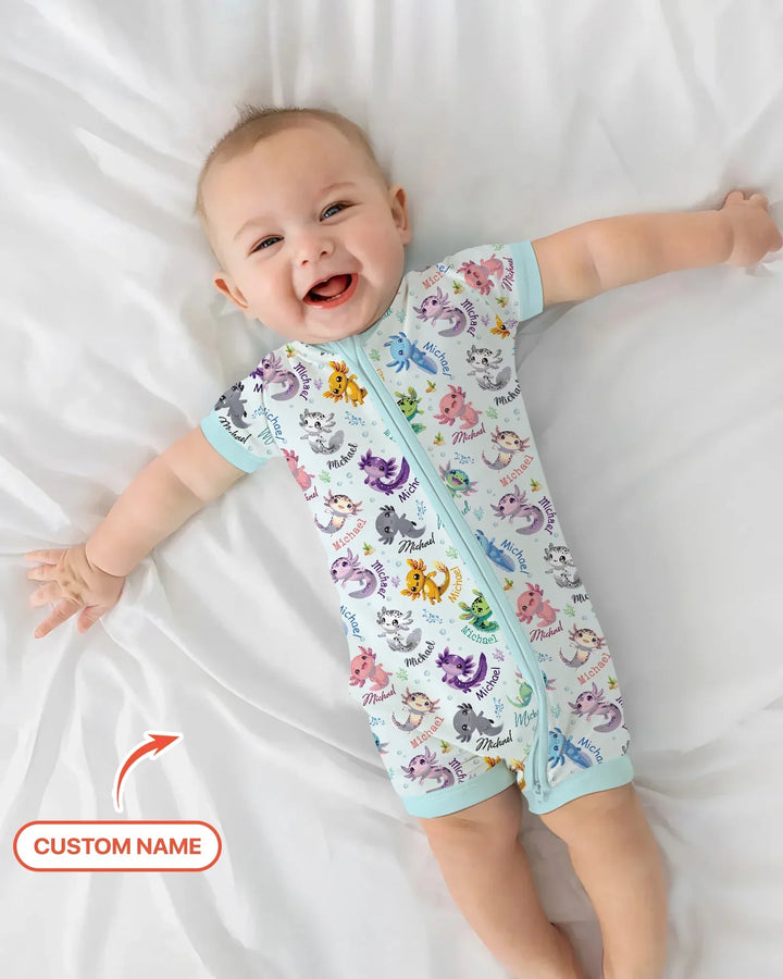 I Love You Axolotl Custom Name Bamboo Convertible Zippy