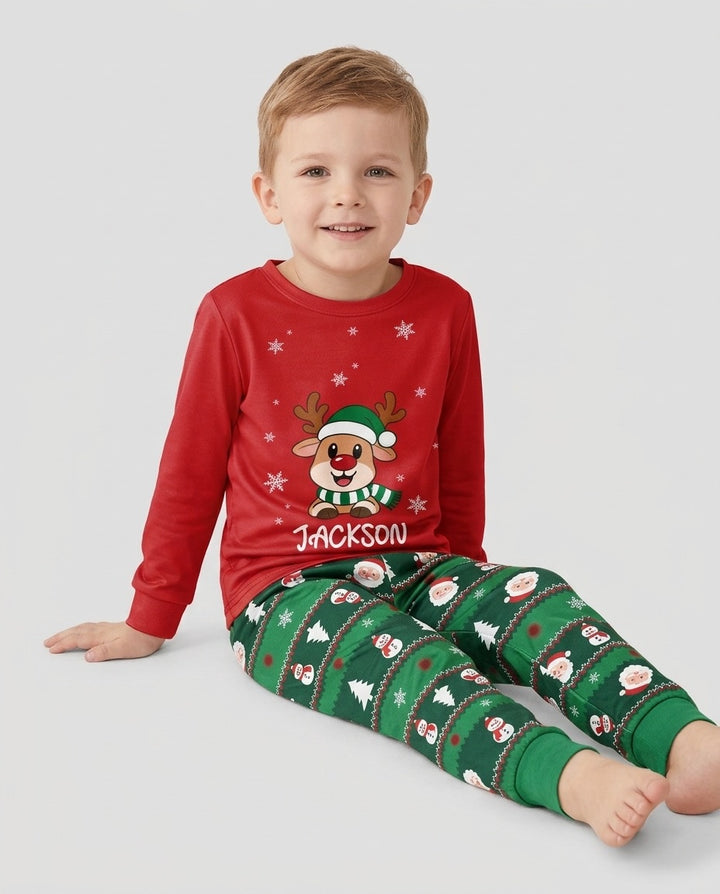 Merry Reindeer Bamboo Two Piece Long Sleeve Pajama Set