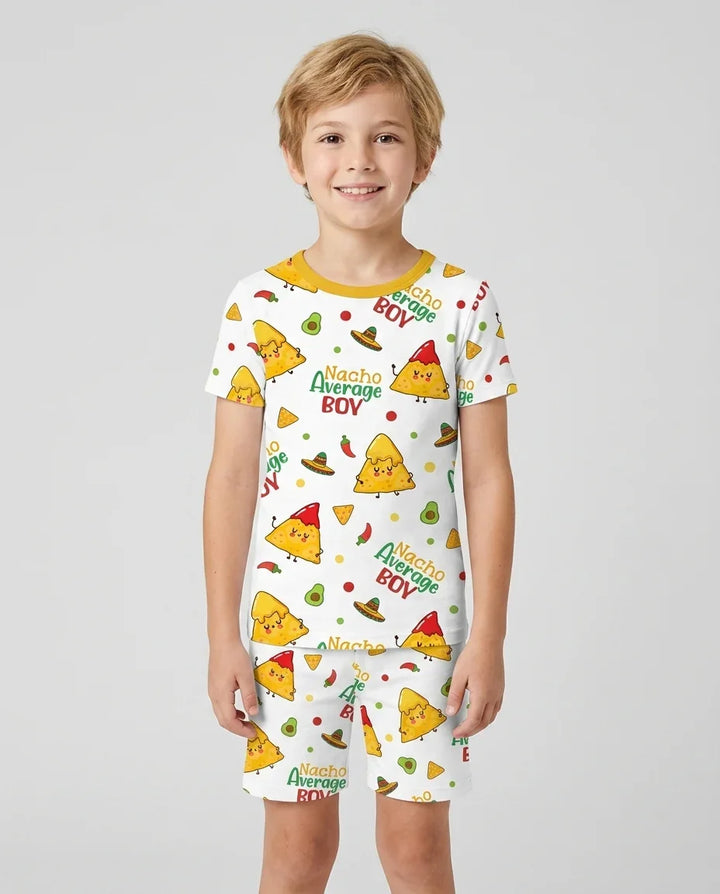 Lil Nacho Average Kid Bamboo Two Piece Short Sleeve Shorts Pajama Set