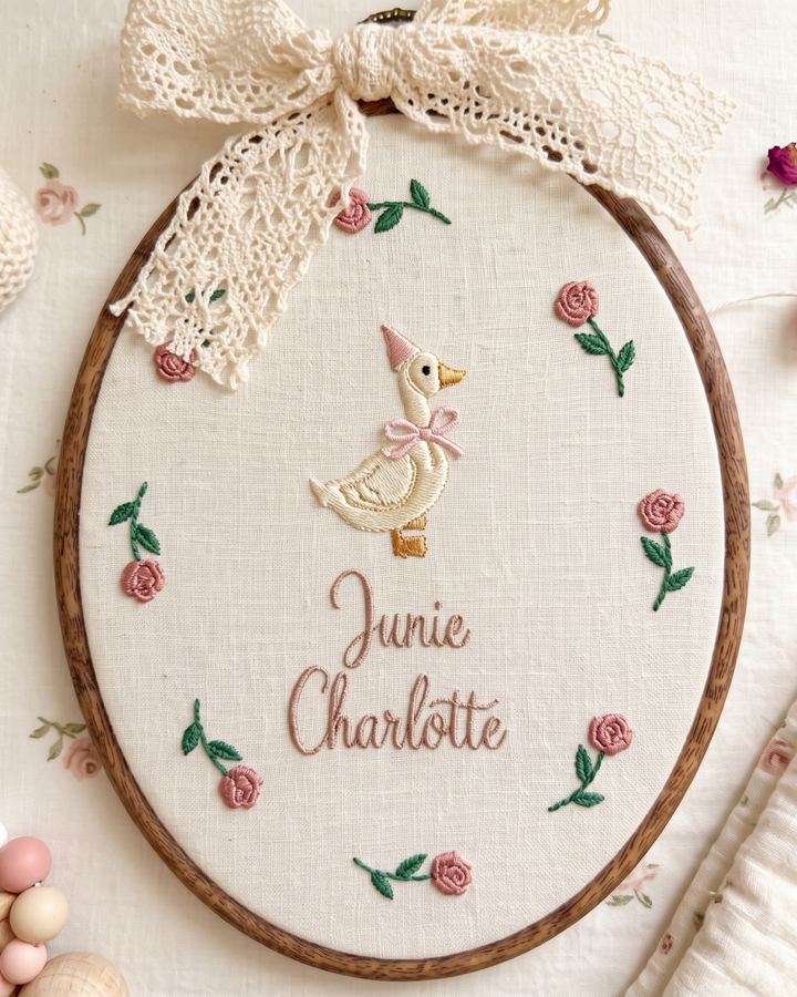 Rosie Goose Embroidered Custom Hoop