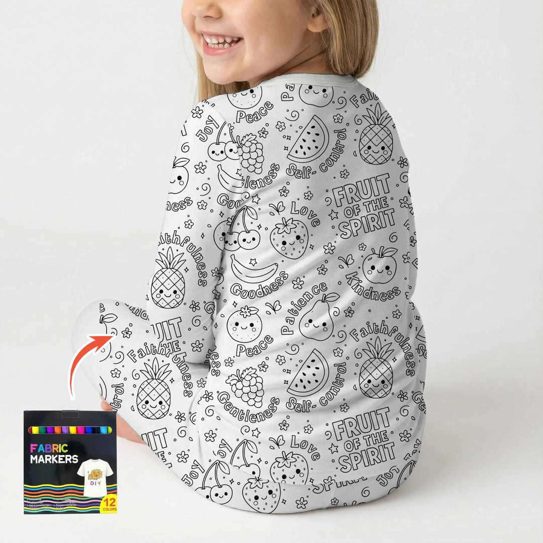 Zweiteiliges Langarm-Pyjama-Set mit Sommerfrüchten
