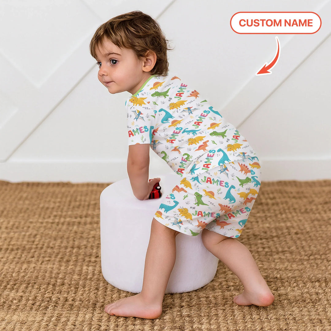 Zweiteiliges Pyjama-Set mit kurzen Ärmeln und Shorts im Sommer-Design