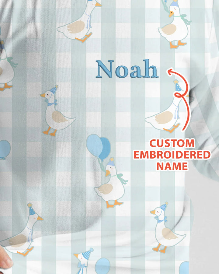 Custom Embroidered Birthday Boy/Girl Baby Bamboo Two Piece Long Sleeve Pajama Set