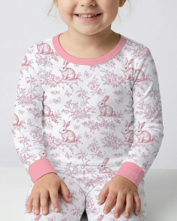 Easter Chinoiserie Toile de Jouy Bamboo Two Piece Long Sleeve Pajama Set