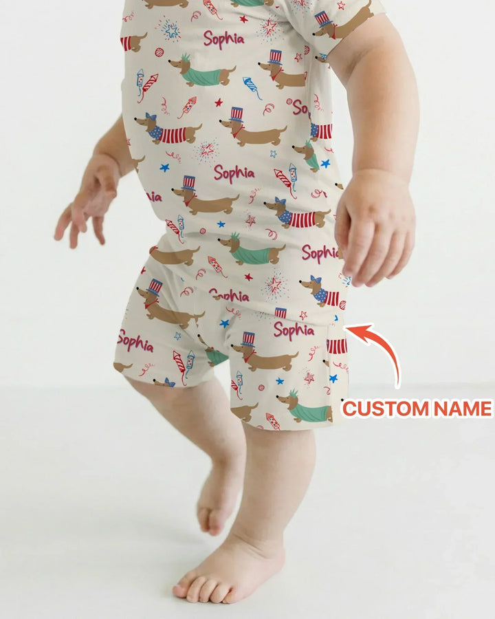 Zweiteiliges Pyjama-Set mit kurzen Ärmeln und Shorts im Sommer-Design