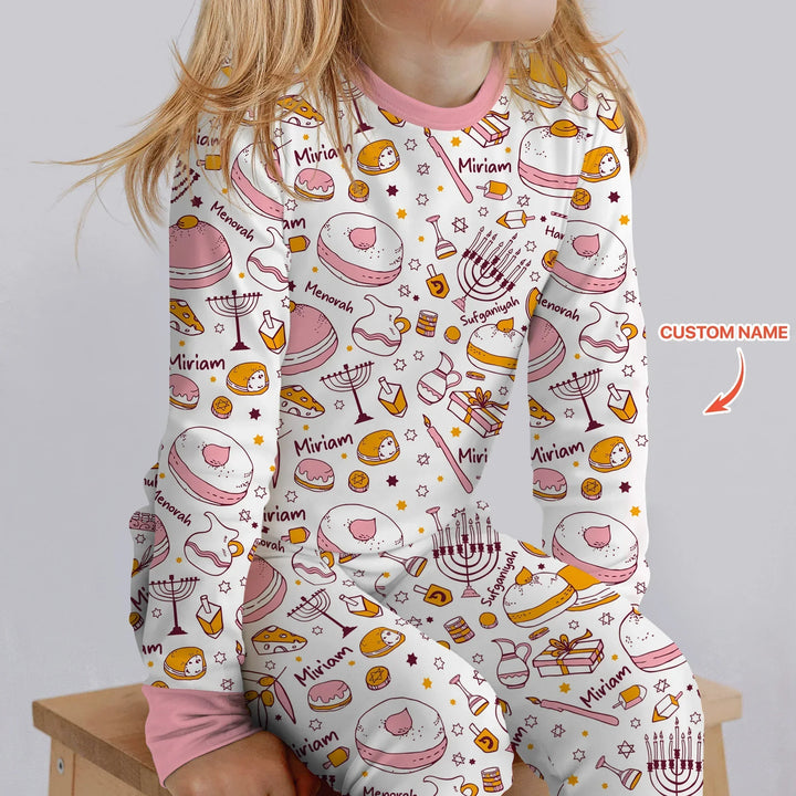 Zweiteiliges Langarm-Pyjama-Set mit Sommerfrüchten