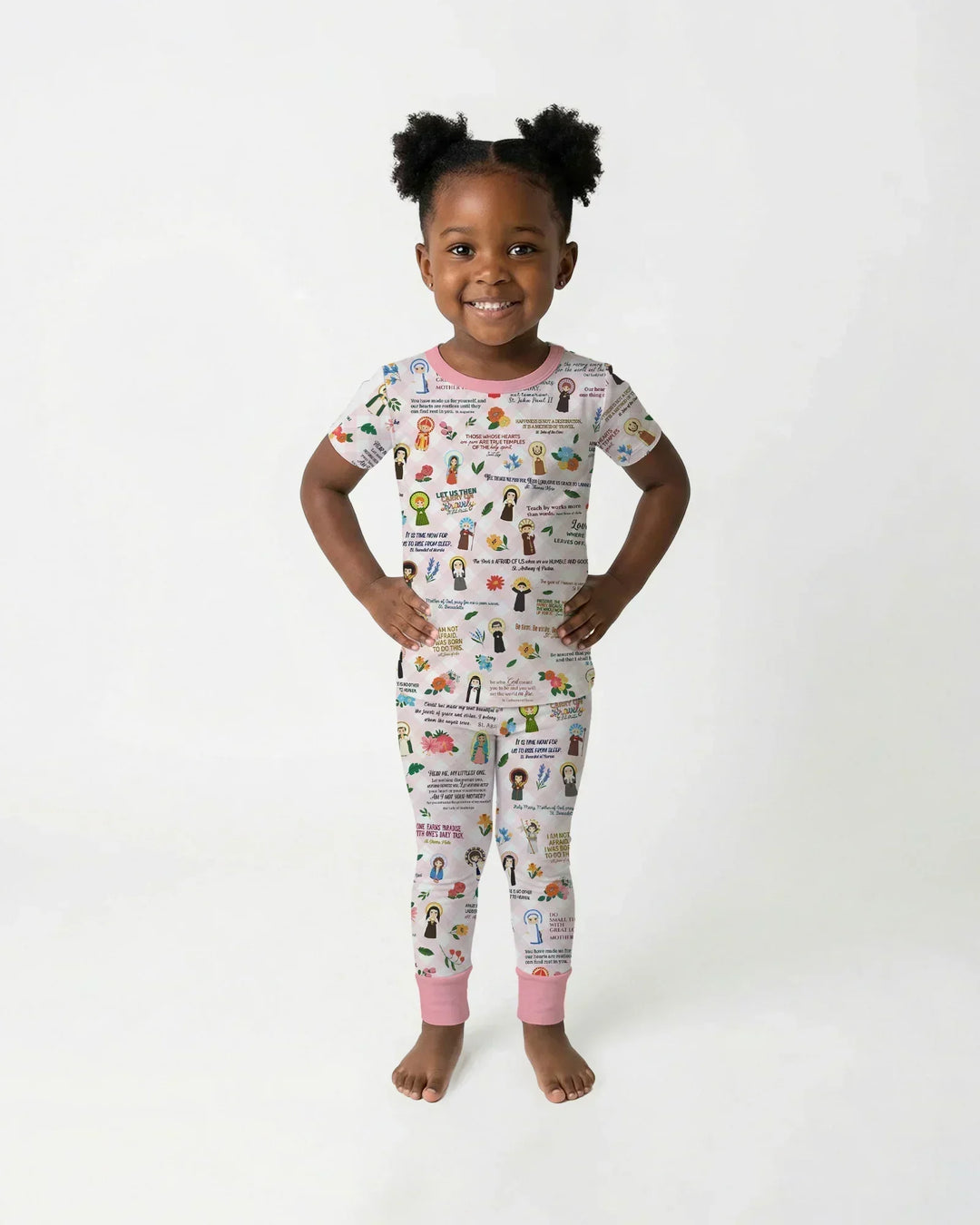 Catholic Saint Quotes Bamboo Two Piece Short Sleeve Pajama Set