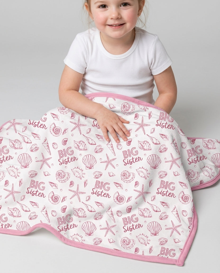 Coquette Seashell Matching Sibling Bamboo Blanket